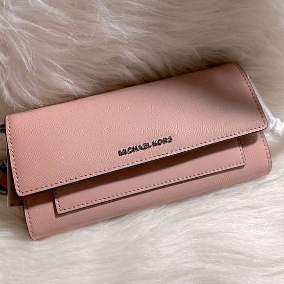 MICHAEL KORS Pink Jet Set Crossbody Wallet NWT - Picture 5 of 11
